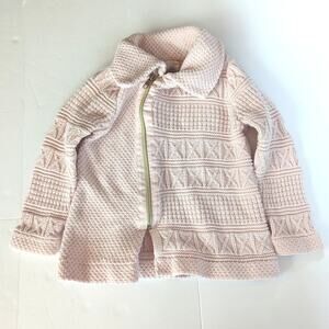 Akin Sweater Girls Sz 3T Pink Abstract Knit Mock Neck Cardigan